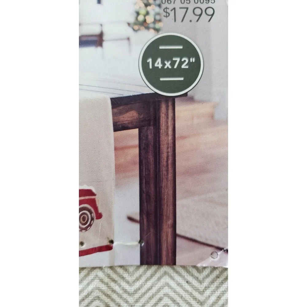 Holiday Table Runner Christmas Red Truck Christmas Tree nwt‎ plaid Threshold